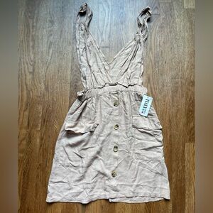 Moda Taupe Dress with Elastic Waist